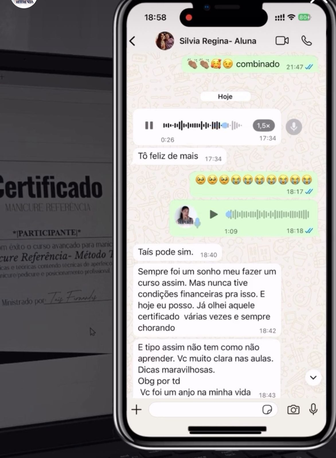 Depoimento de Silvia Regina, aluna do Método TF